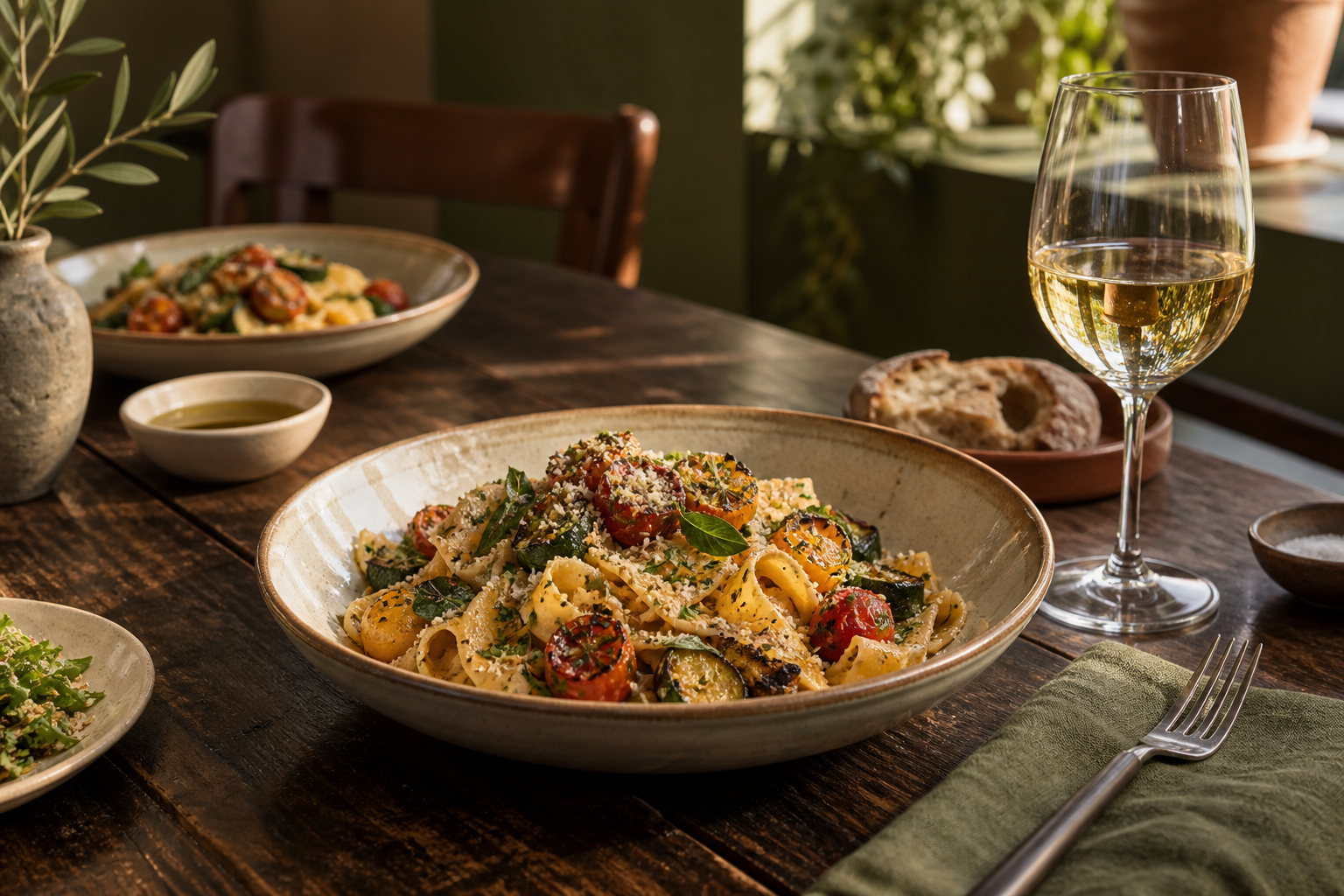 Seasonal pasta, ceramics, and wine in the Gather restaurant concept